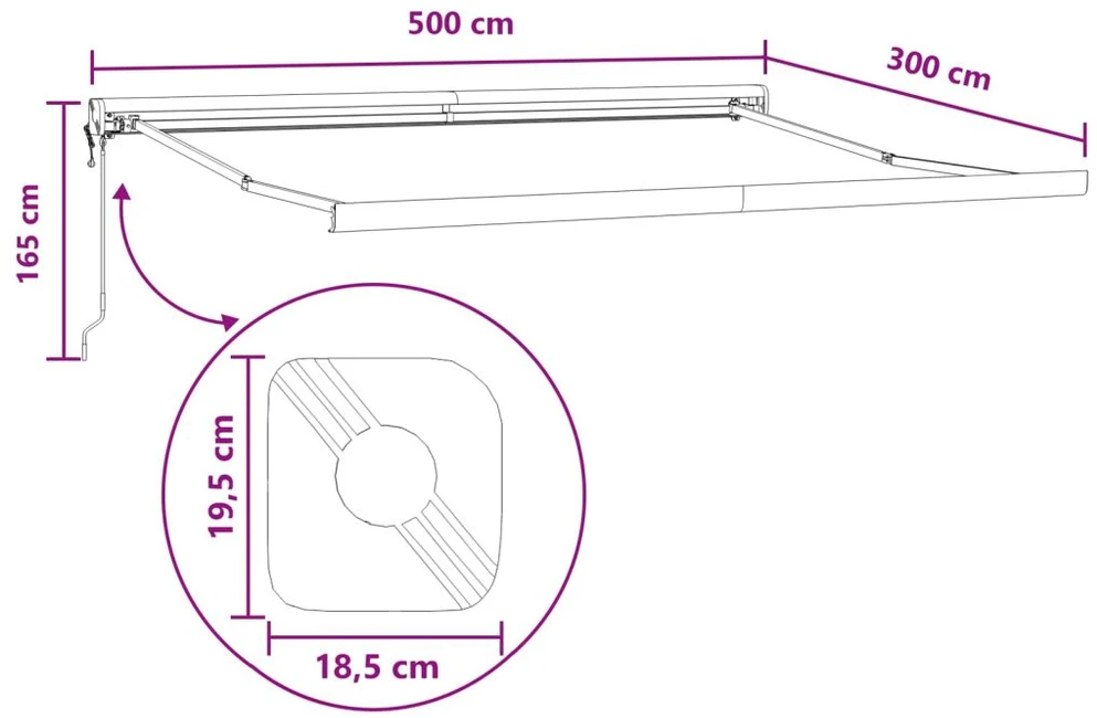 Ištraukiama markizė Smėlio 500 × 300 cm Audinys ir metalas