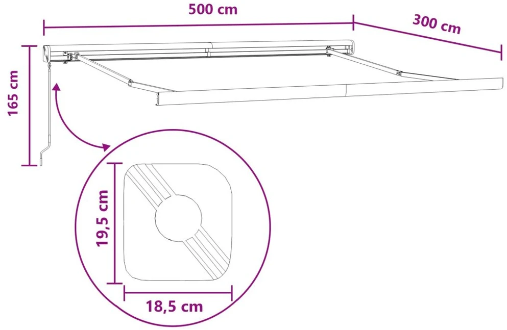 Ištraukiama markizė Smėlio 500 × 300 cm Audinys ir aliuminis