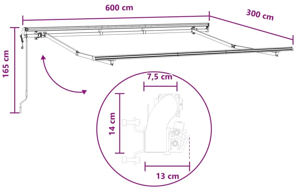 Ištraukiama markizė Smėlio 600 × 300 cm Audinys ir aliuminis