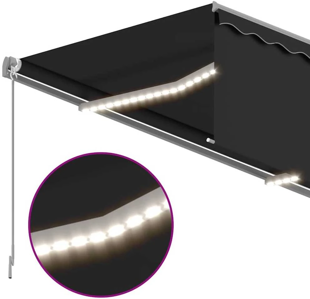 Ištraukiama markizė su uždanga/LED, antracito, 4,5x3m