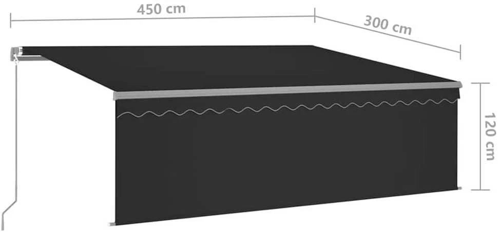 Ištraukiama markizė su uždanga/LED, antracito, 4,5x3m