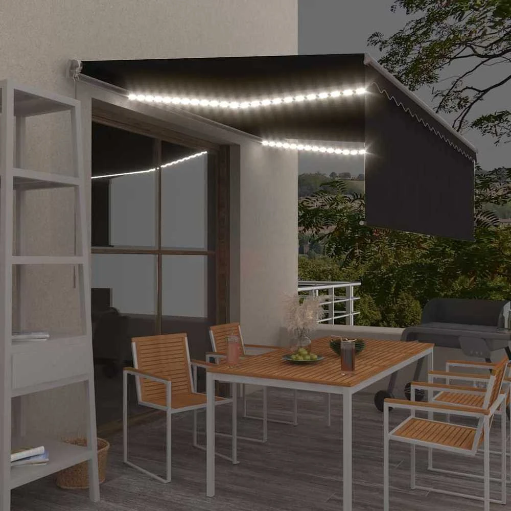 Ištraukiama markizė su uždanga/LED, antracito, 4,5x3m