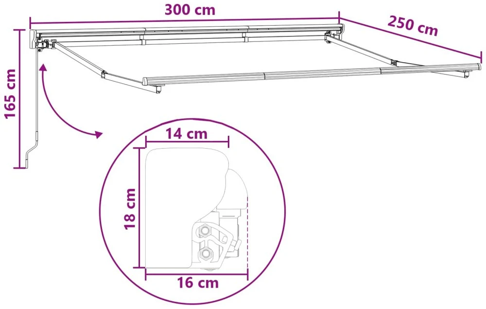 Ištraukiama markizė Taupe 3 x 2,5 m Poliesteris ir aliuminis