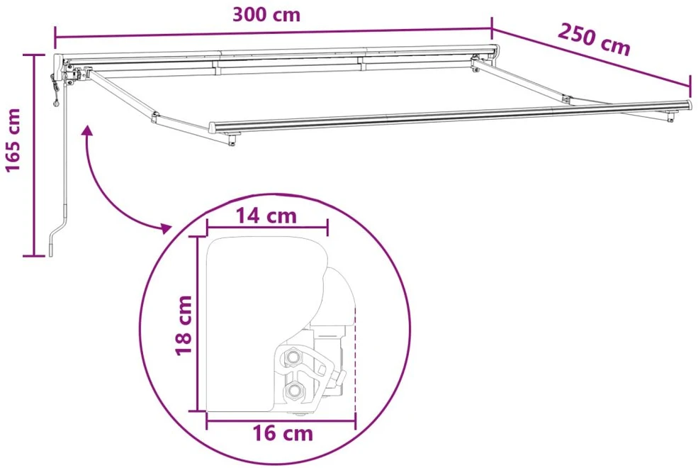 Ištraukiama markizė Taupe 3 x 2,5 m Poliesteris ir aliuminis