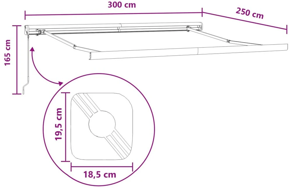 Ištraukiama markizė Taupe 300 x 250 cm Audinys ir aliuminis
