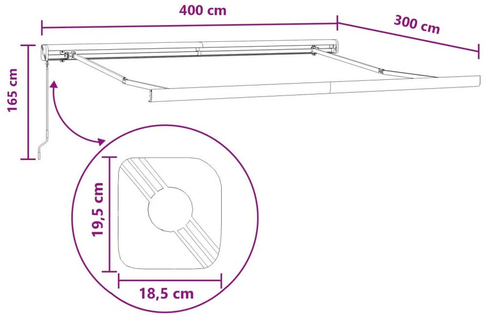 Ištraukiama markizė Taupe 400 × 300 cm Audinys ir aliuminis