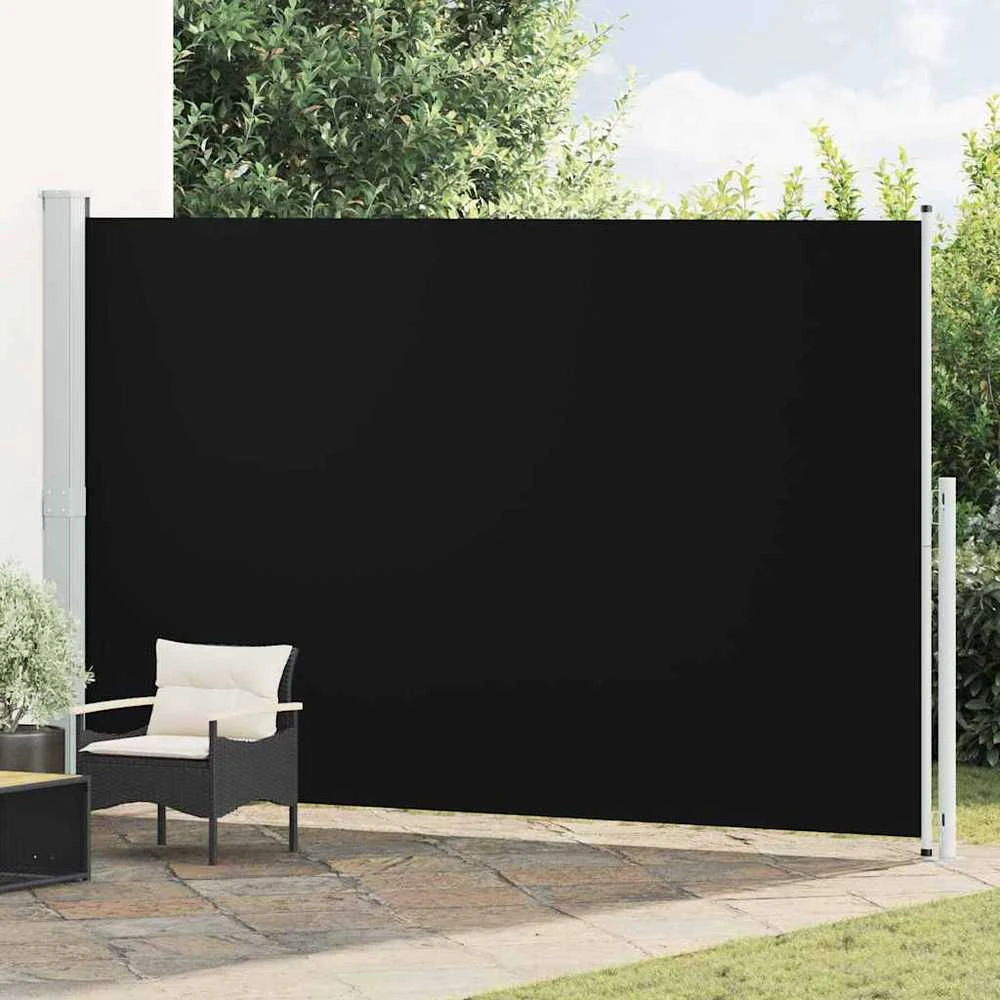 Ištraukiama šoninė kiemo pertvara, juodos spalvos, 220x500cm