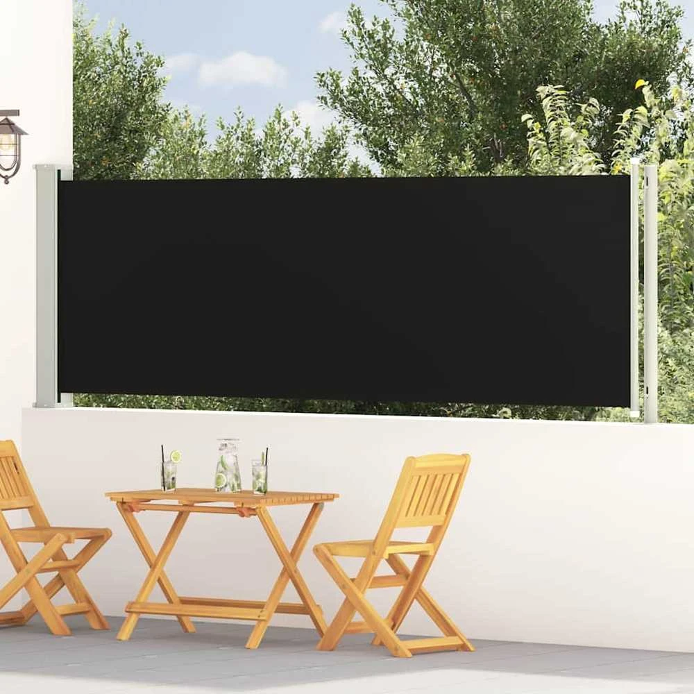 Ištraukiama šoninė kiemo pertvara, juodos spalvos, 117x600cm
