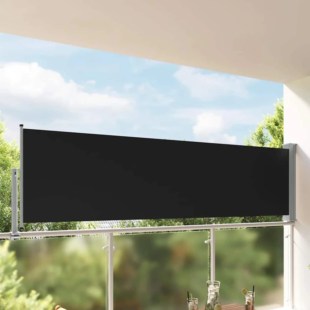 Ištraukiama šoninė kiemo pertvara, juodos spalvos, 100x300cm