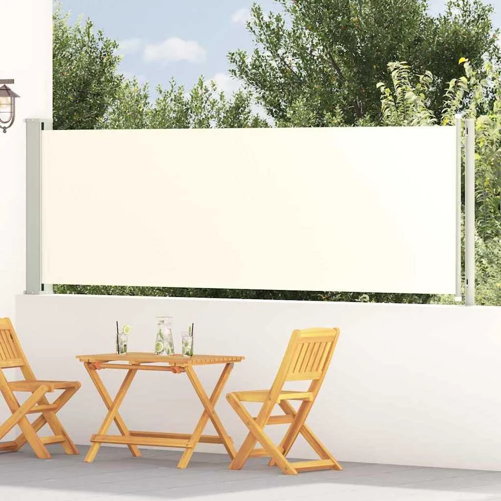 Ištraukiama šoninė kiemo pertvara, kreminės spalvos, 117x600cm