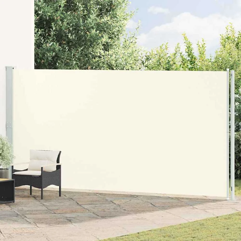 Ištraukiama šoninė kiemo pertvara, kreminės spalvos, 200x600cm