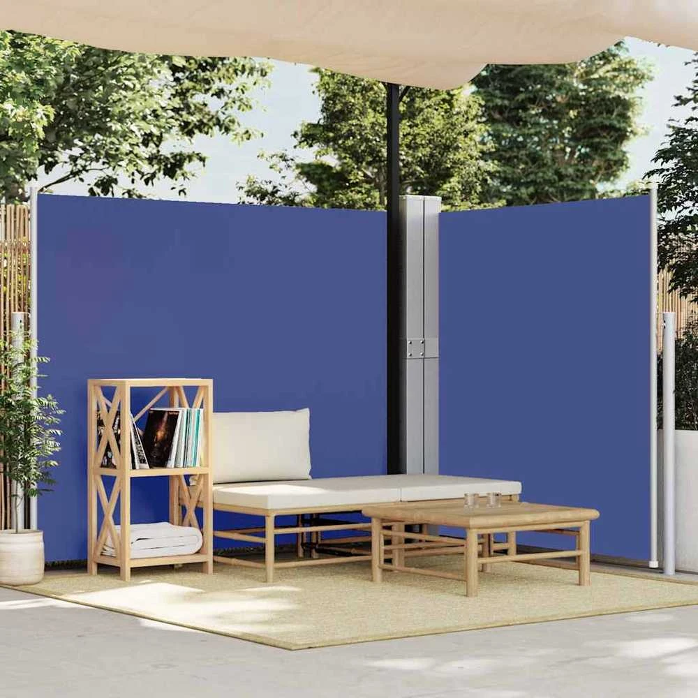Ištraukiama šoninė kiemo pertvara, mėlynos spalvos, 170x1200cm