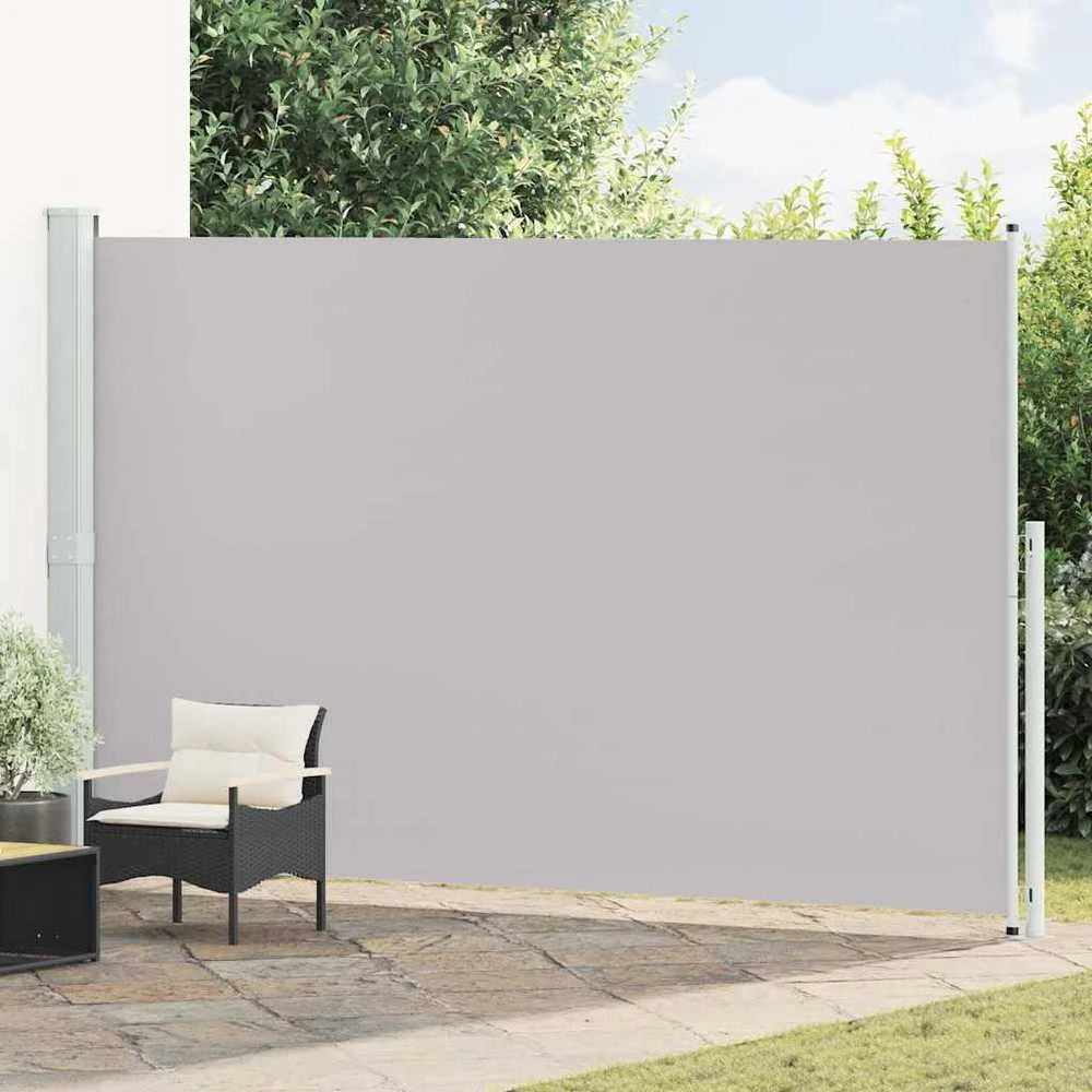 Ištraukiama šoninė kiemo pertvara, pilkos spalvos, 220x500cm