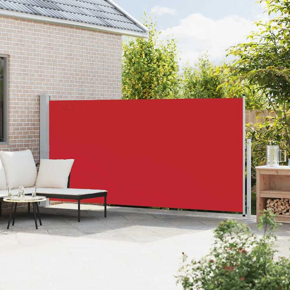 Ištraukiama šoninė kiemo pertvara, raudonos spalvos, 180x500cm