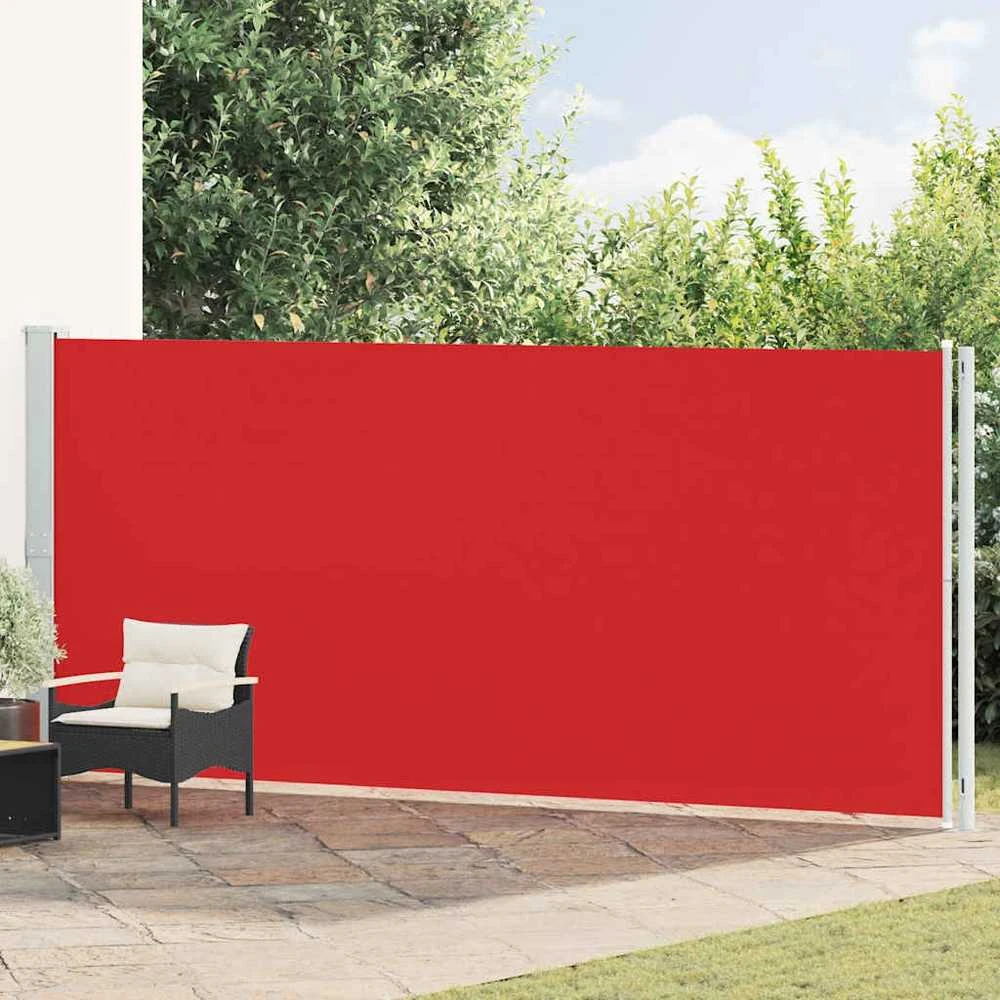 Ištraukiama šoninė kiemo pertvara, raudonos spalvos, 180x600cm