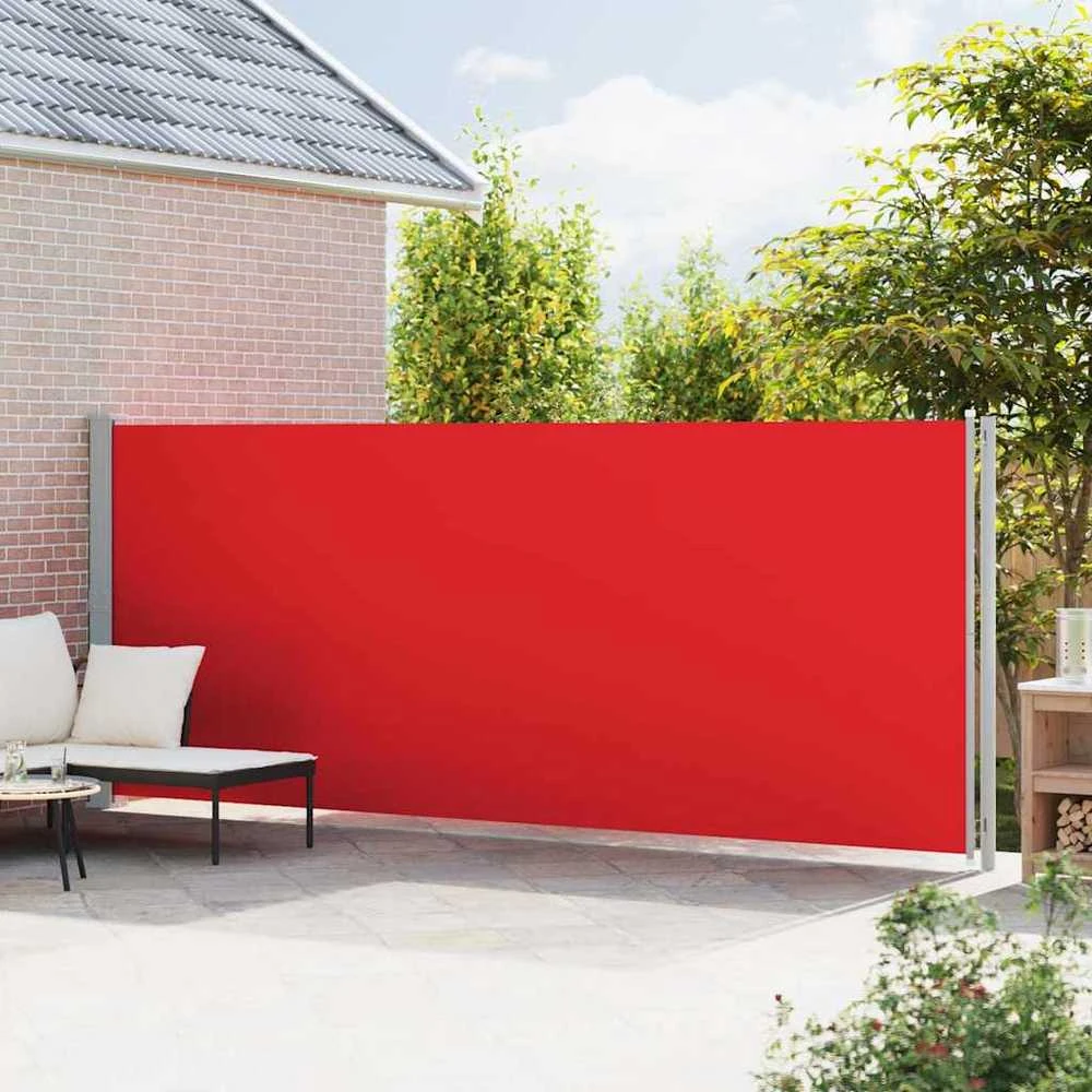 Ištraukiama šoninė kiemo pertvara, raudonos spalvos, 180x600cm