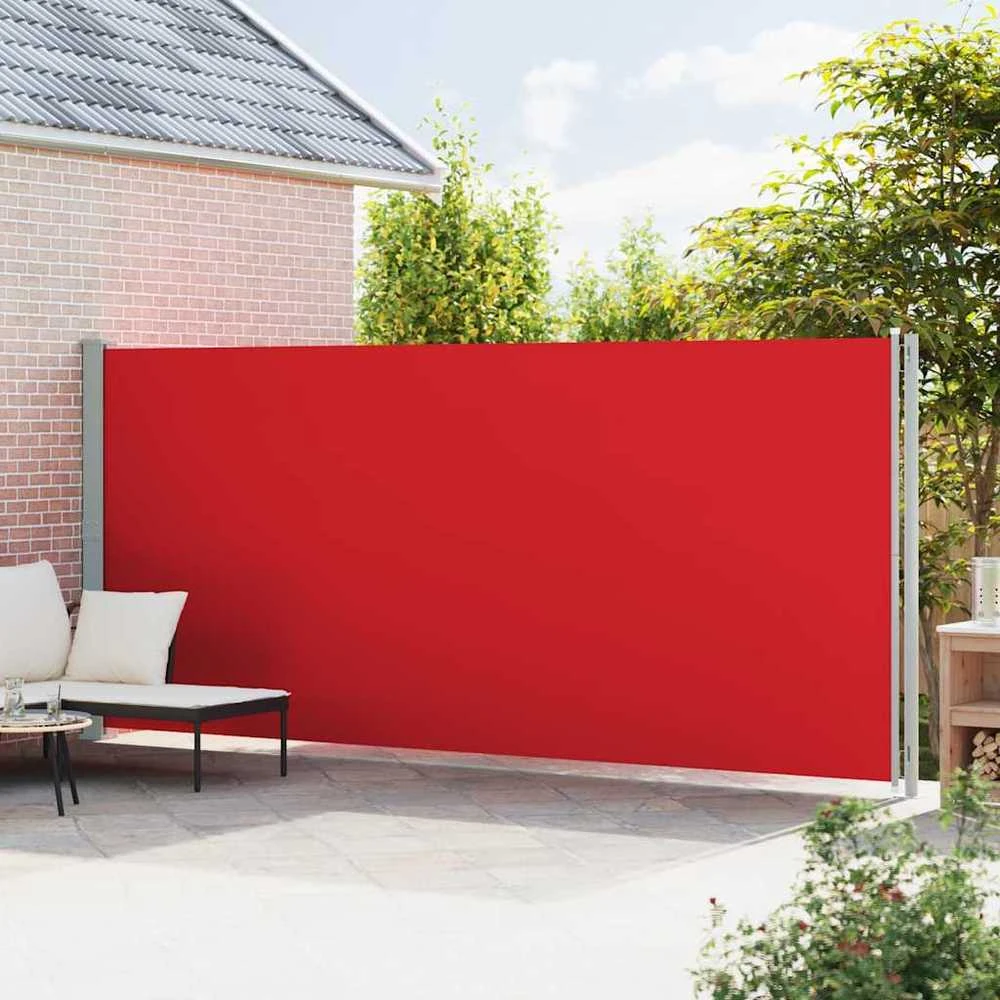 Ištraukiama šoninė kiemo pertvara, raudonos spalvos, 200x600cm