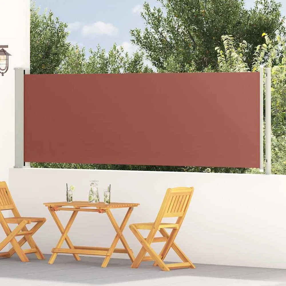 Ištraukiama šoninė kiemo pertvara, rudos spalvos, 117x600cm