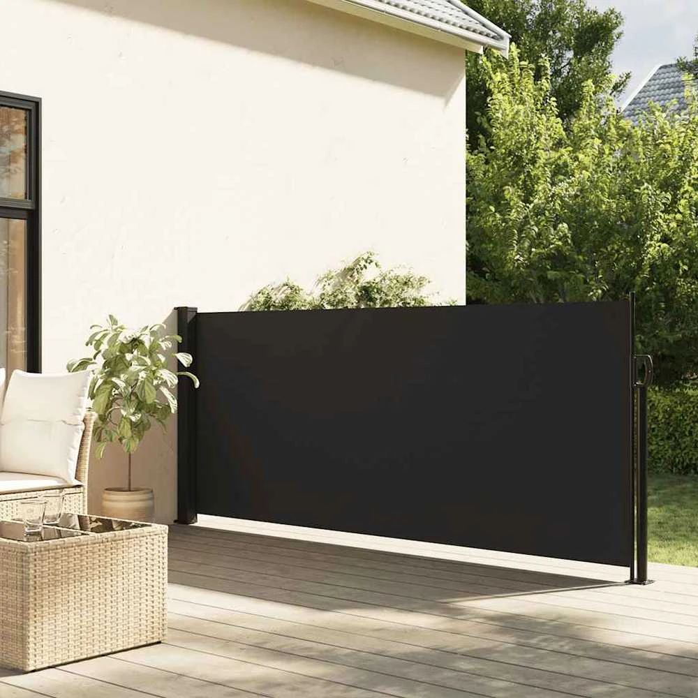 Ištraukiama šoninė markizė, juodos spalvos, 120x500cm