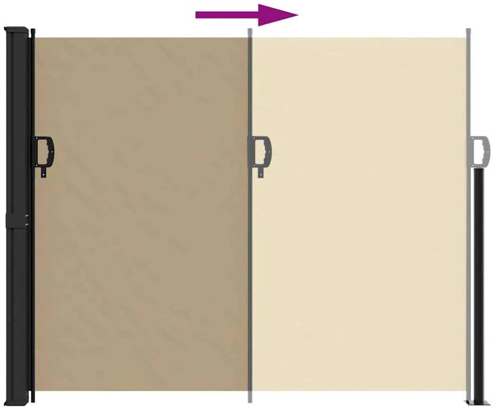 Ištraukiama šoninė markizė, smėlio spalvos, 160x500cm