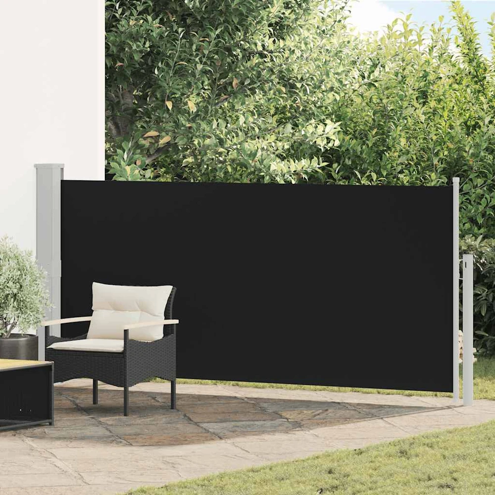 Ištraukiama šoninė pertvara, juodos spalvos, 140x300cm