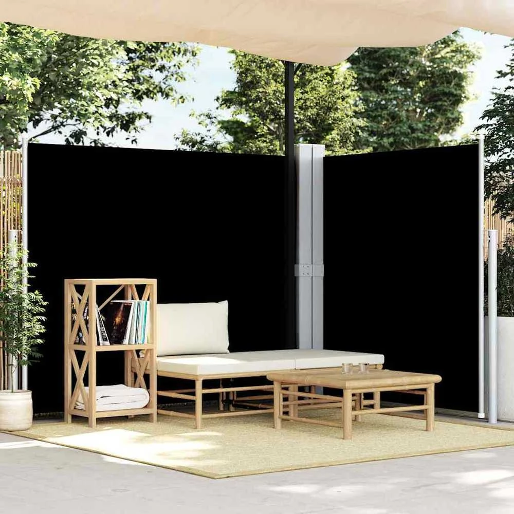 Ištraukiama šoninė pertvara, juodos spalvos, 180x600cm