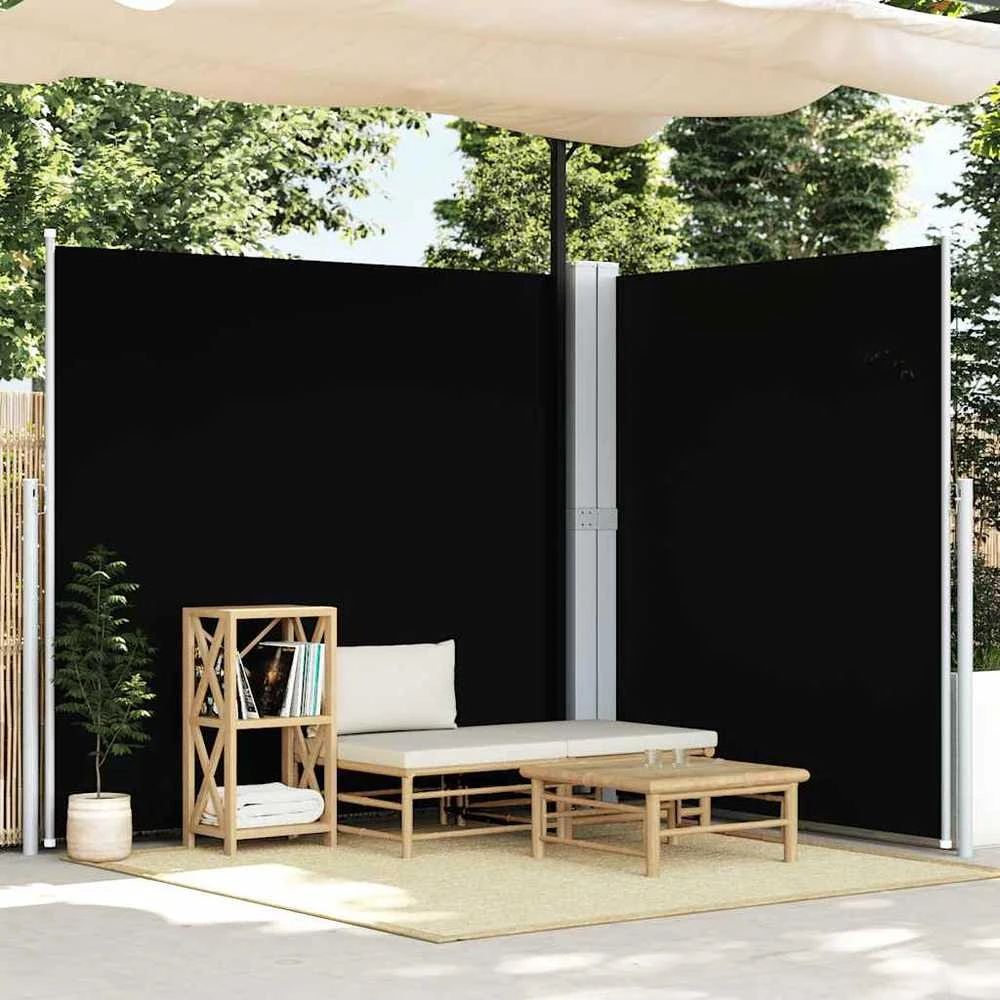 Ištraukiama šoninė pertvara, juodos spalvos, 200x600cm