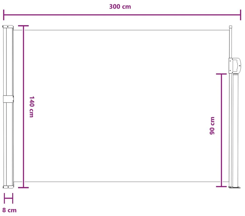 Ištraukiama šoninė užuolaida 140 x 300 cm