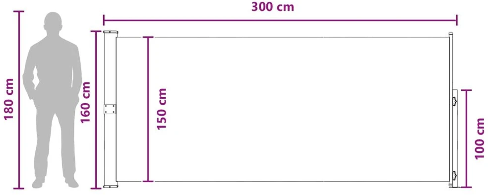 Ištraukiama šoninė užuolaida 160 x 300 cm Poliesteris