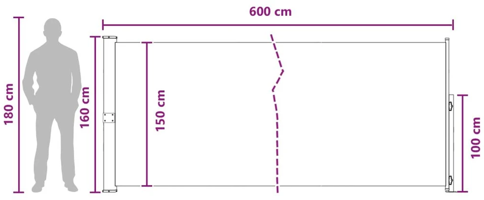 Ištraukiama šoninė užuolaida 160 x 600 cm Poliesteris