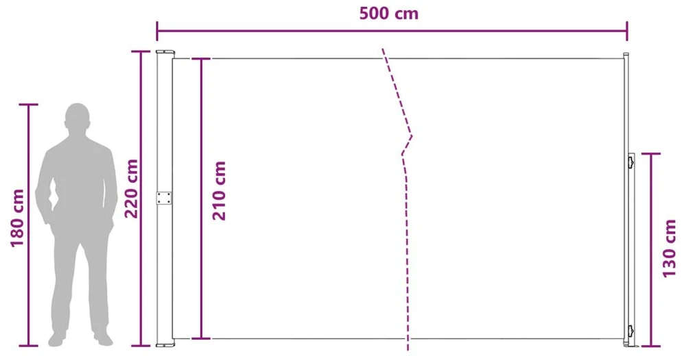 Ištraukiama šoninė užuolaida 220 x 500 cm