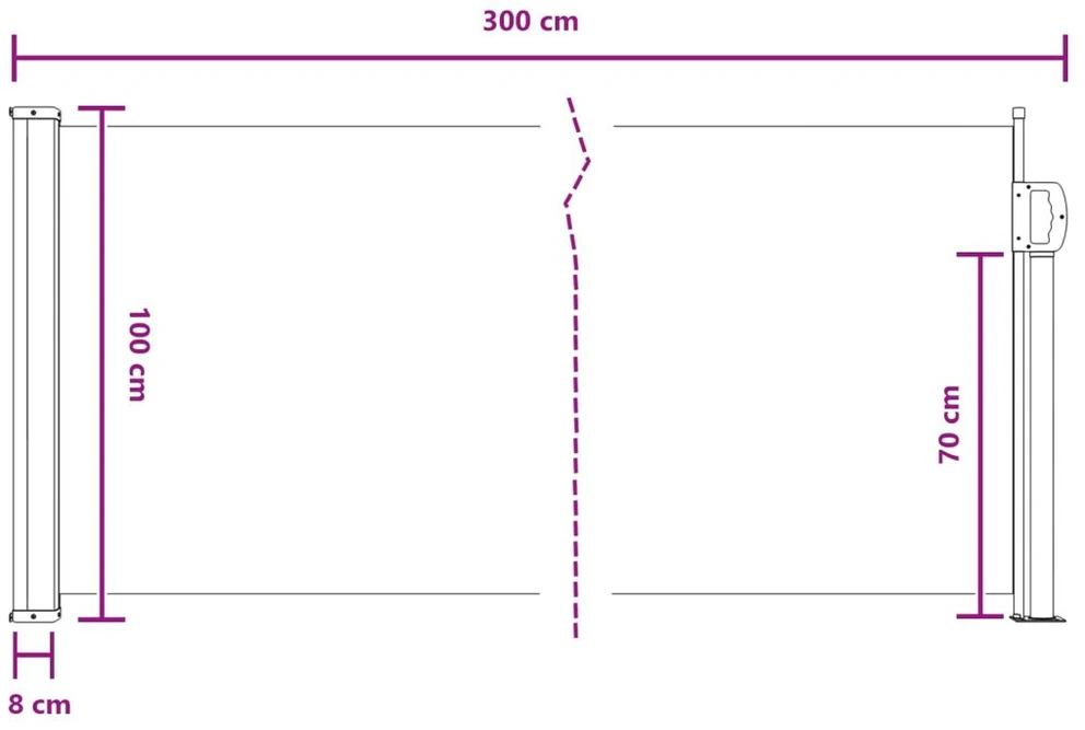 Ištraukiama šoninė užuolaida 300 x 100 cm Poliesteris