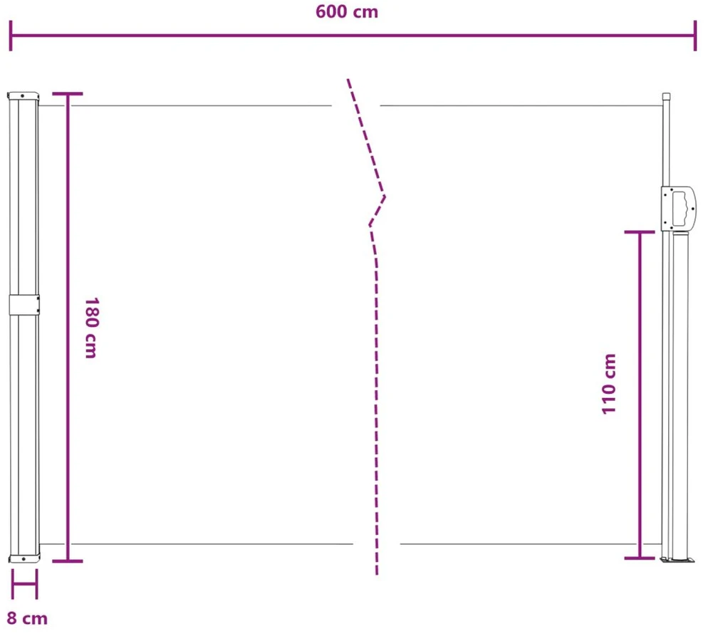 Ištraukiama šoninė užuolaida 600 x 180 cm Poliesteris