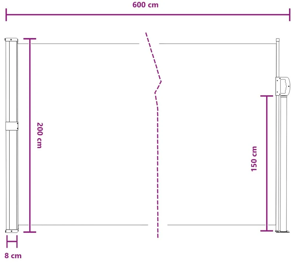 Ištraukiama šoninė užuolaida 600 x 200 cm Poliesteris