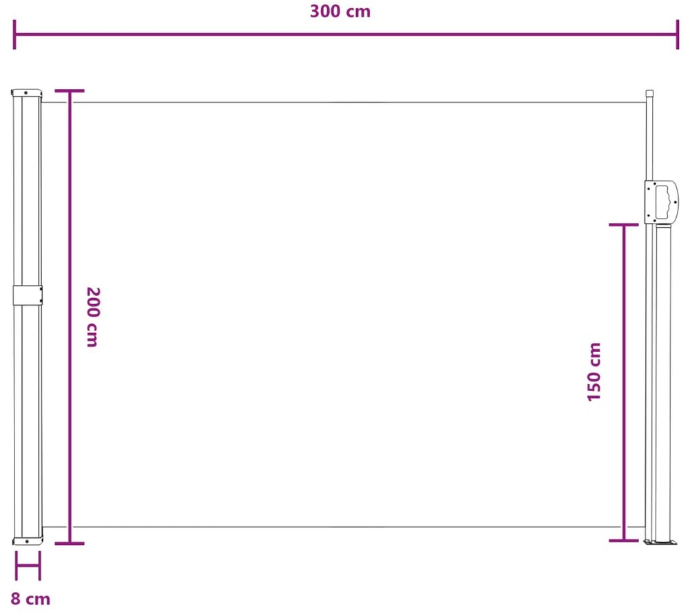 Ištraukiama šoninė užuolaida 300 x 200 cm Poliesteris