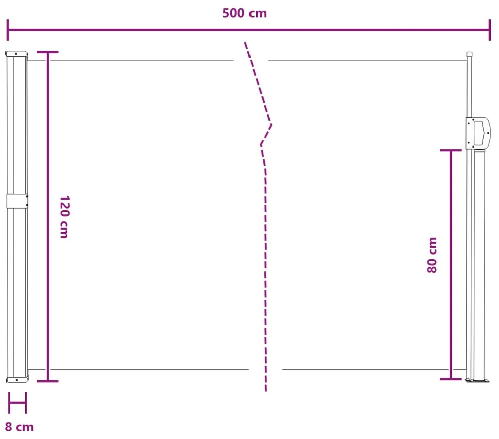 Ištraukiama šoninė užuolaida 500 x 120 cm Poliesteris