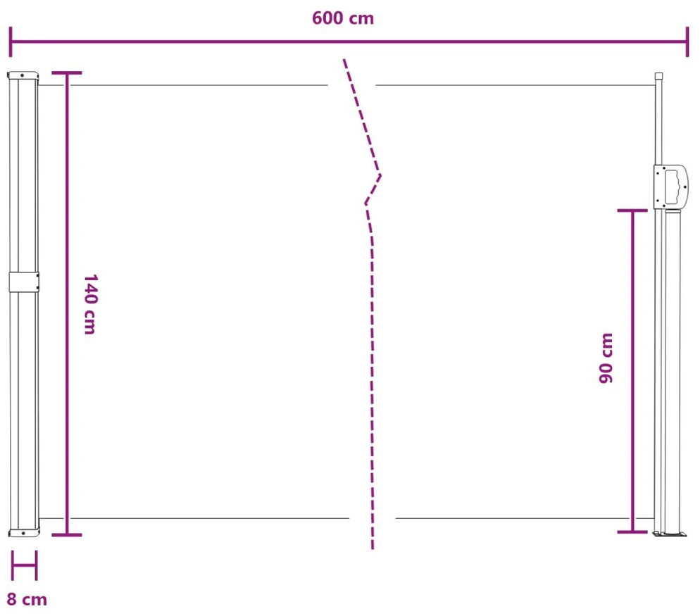 Ištraukiama šoninė užuolaida 600 x 140 cm Poliesteris