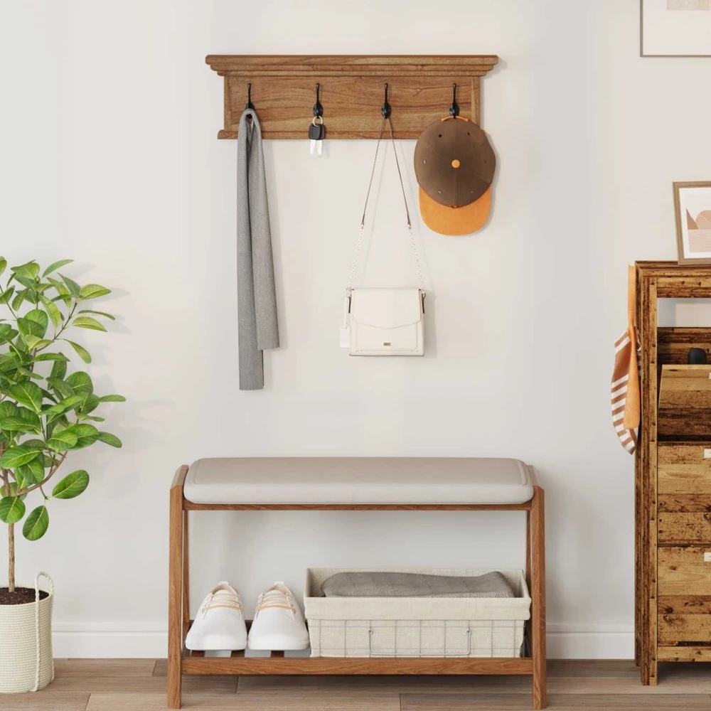 Prikabinamas paltas Natūrali 70 x 10 x 20 cm Kieto teka medžio