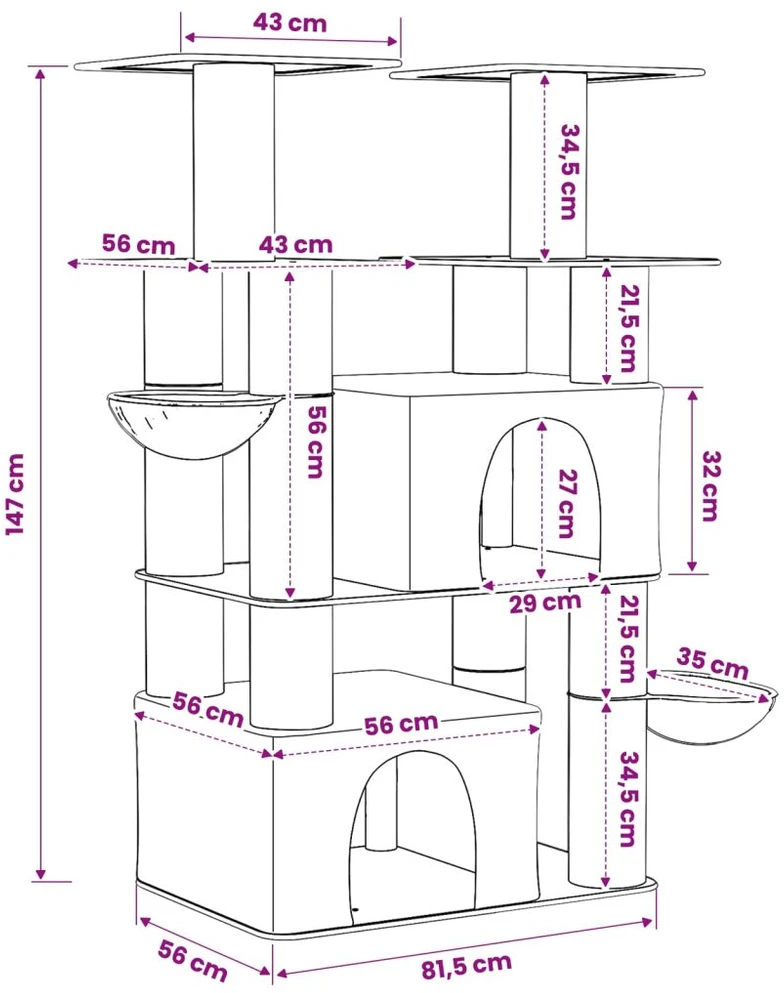 Kačių medis su sisaliniu šveitimu 2 vnt. Tamsiai pilka 147 cm