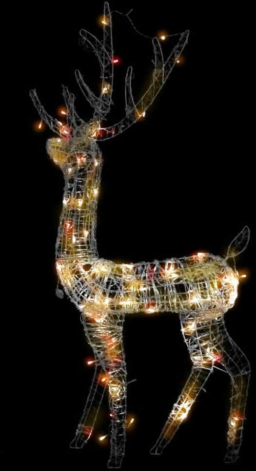 Kalėdinė dekoracija elnias, 120cm, akrilas, 140 spalvotų LED