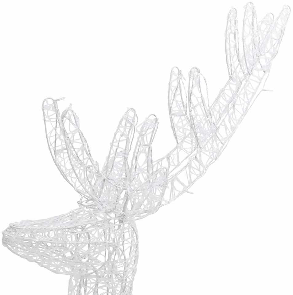 Kalėdinė dekoracija elnias, šiltos baltos, 180cm, akrilas
