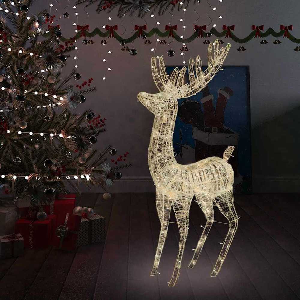 Kalėdinė dekoracija elnias, šiltos baltos, 180cm, akrilas