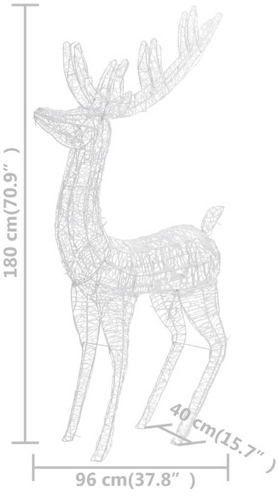 Kalėdinė dekoracija elnias, šiltos baltos, 180cm, akrilas