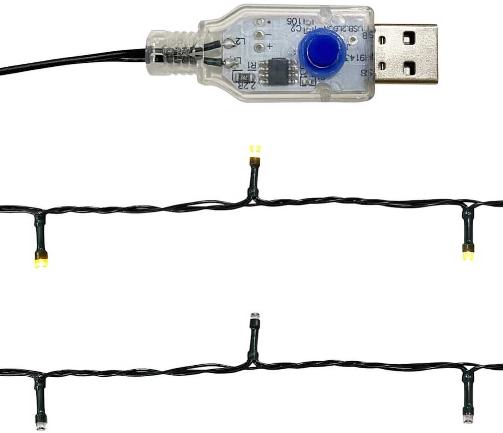 Kalėdinė girlianda su LED lemputėmis, auksinės spalvos, 10m