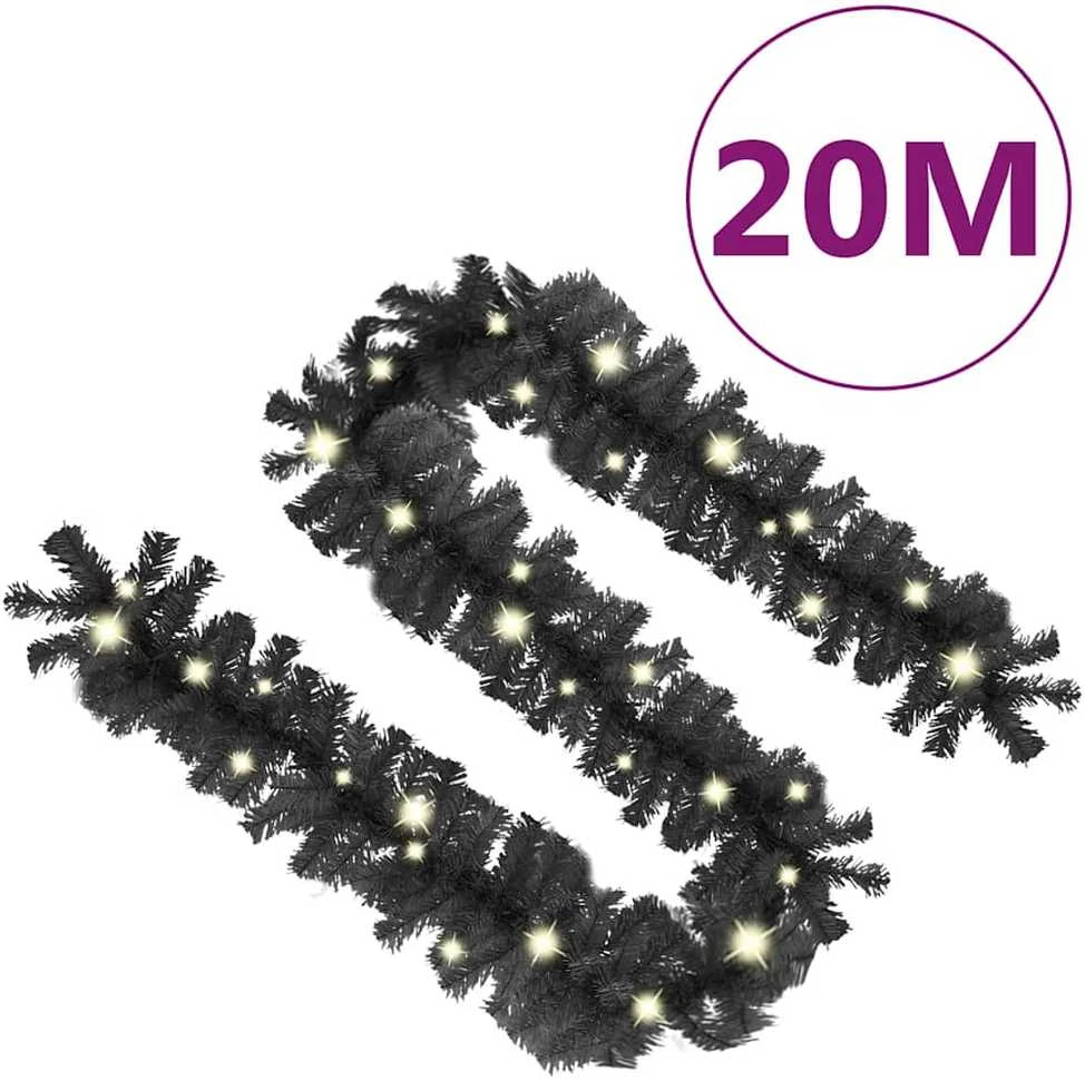 Kalėdinė girlianda su LED lemputėmis, juodos spalvos, 20m