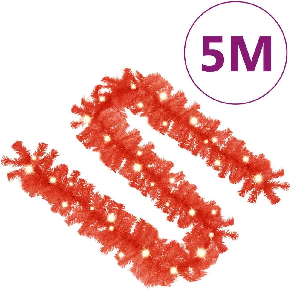 Kalėdinė girlianda su LED lemputėmis, raudonos spalvos, 5m