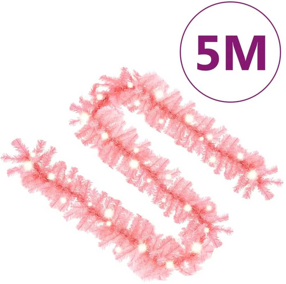 Kalėdinė girlianda su LED lemputėmis, rožinės spalvos, 5m