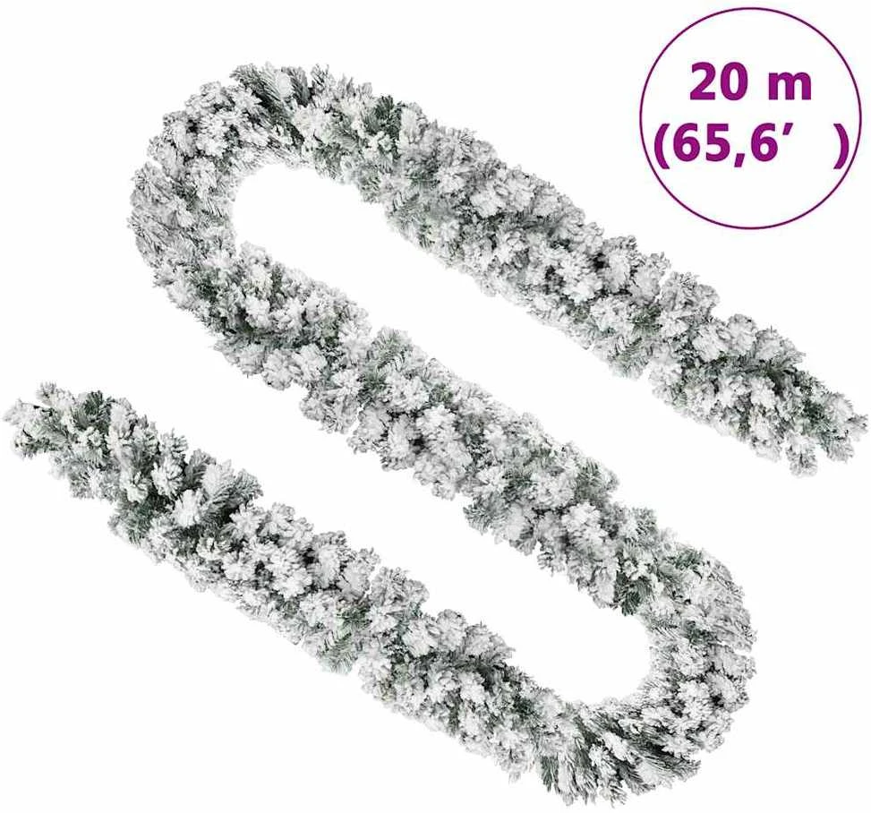 Kalėdinė girlianda, žalios spalvos, 20m, PVC, dengta sniegu