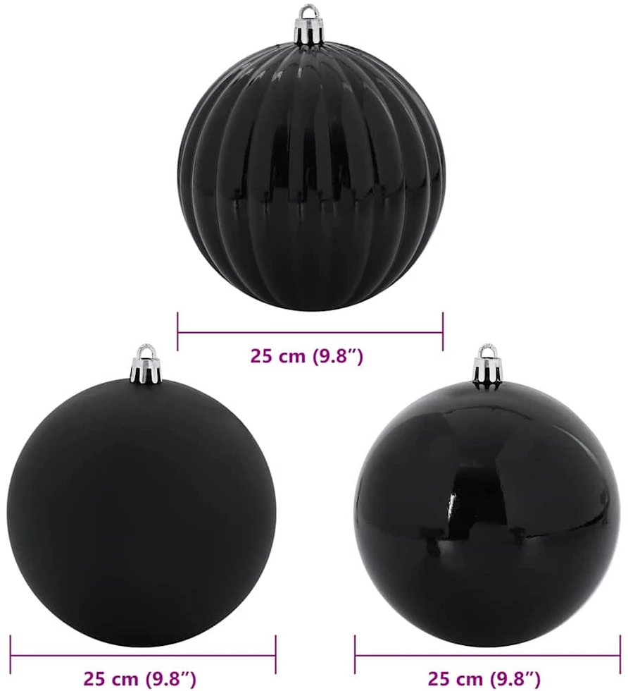 Kalėdinis Kabinamas Rinkinys XXL 3 vnt. Juoda Ø 25 cm Plastmasė