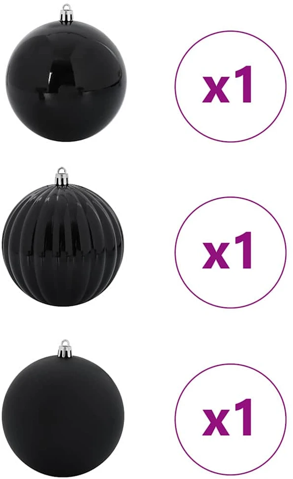 Kalėdinis Kabinamas Rinkinys XXL 3 vnt. Juoda Ø 25 cm Plastmasė